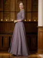 A-Line/Princess Scoop Chiffon Floor-Length Mother of the Bride Dresses With Lace