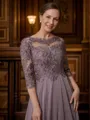 A-Line/Princess Scoop Chiffon Floor-Length Mother of the Bride Dresses With Lace