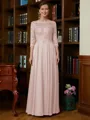 A-Line/Princess Scoop Chiffon Floor-Length Mother of the Bride Dresses With Lace