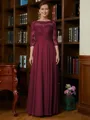 A-Line/Princess Scoop Chiffon Floor-Length Mother of the Bride Dresses With Lace