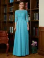 A-Line/Princess Scoop Chiffon Floor-Length Mother of the Bride Dresses With Lace