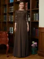 A-Line/Princess Scoop Chiffon Floor-Length Mother of the Bride Dresses With Lace