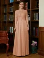 A-Line/Princess Scoop Chiffon Floor-Length Mother of the Bride Dresses With Lace