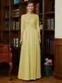 A-Line/Princess Scoop Chiffon Floor-Length Mother of the Bride Dresses With Lace