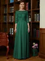 A-Line/Princess Scoop Chiffon Floor-Length Mother of the Bride Dresses With Lace