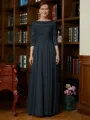 A-Line/Princess Scoop Chiffon Floor-Length Mother of the Bride Dresses With Lace