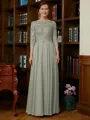 A-Line/Princess Scoop Chiffon Floor-Length Mother of the Bride Dresses With Lace