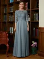 A-Line/Princess Scoop Chiffon Floor-Length Mother of the Bride Dresses With Lace