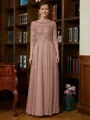 A-Line/Princess Scoop Chiffon Floor-Length Mother of the Bride Dresses With Lace