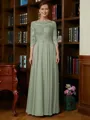 A-Line/Princess Scoop Chiffon Floor-Length Mother of the Bride Dresses With Lace