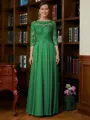 A-Line/Princess Scoop Chiffon Floor-Length Mother of the Bride Dresses With Lace