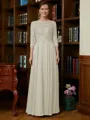 A-Line/Princess Scoop Chiffon Floor-Length Mother of the Bride Dresses With Lace