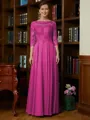 A-Line/Princess Scoop Chiffon Floor-Length Mother of the Bride Dresses With Lace