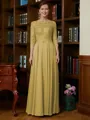 A-Line/Princess Scoop Chiffon Floor-Length Mother of the Bride Dresses With Lace