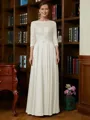 A-Line/Princess Scoop Chiffon Floor-Length Mother of the Bride Dresses With Lace