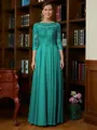 A-Line/Princess Scoop Chiffon Floor-Length Mother of the Bride Dresses With Lace