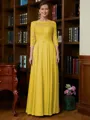 A-Line/Princess Scoop Chiffon Floor-Length Mother of the Bride Dresses With Lace
