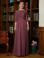 A-Line/Princess Scoop Chiffon Floor-Length Mother of the Bride Dresses With Lace