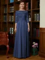 A-Line/Princess Scoop Chiffon Floor-Length Mother of the Bride Dresses With Lace