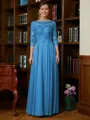 A-Line/Princess Scoop Chiffon Floor-Length Mother of the Bride Dresses With Lace