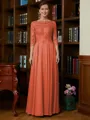 A-Line/Princess Scoop Chiffon Floor-Length Mother of the Bride Dresses With Lace
