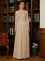 A-Line/Princess Scoop Chiffon Floor-Length Mother of the Bride Dresses With Lace