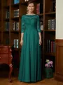 A-Line/Princess Scoop Chiffon Floor-Length Mother of the Bride Dresses With Lace