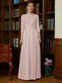 A-Line/Princess Scoop Chiffon Floor-Length Mother of the Bride Dresses With Lace