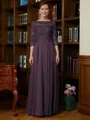 A-Line/Princess Scoop Chiffon Floor-Length Mother of the Bride Dresses With Lace