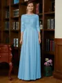 A-Line/Princess Scoop Chiffon Floor-Length Mother of the Bride Dresses With Lace