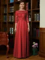A-Line/Princess Scoop Chiffon Floor-Length Mother of the Bride Dresses With Lace