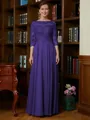 A-Line/Princess Scoop Chiffon Floor-Length Mother of the Bride Dresses With Lace