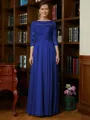 A-Line/Princess Scoop Chiffon Floor-Length Mother of the Bride Dresses With Lace