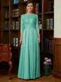 A-Line/Princess Scoop Chiffon Floor-Length Mother of the Bride Dresses With Lace