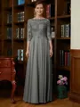A-Line/Princess Scoop Chiffon Floor-Length Mother of the Bride Dresses With Lace