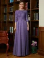A-Line/Princess Scoop Chiffon Floor-Length Mother of the Bride Dresses With Lace
