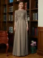 A-Line/Princess Scoop Chiffon Floor-Length Mother of the Bride Dresses With Lace