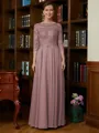 A-Line/Princess Scoop Chiffon Floor-Length Mother of the Bride Dresses With Lace