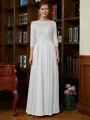 A-Line/Princess Scoop Chiffon Floor-Length Mother of the Bride Dresses With Lace