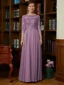 A-Line/Princess Scoop Chiffon Floor-Length Mother of the Bride Dresses With Lace