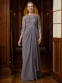 A-Line/Princess Scoop Floor-Length Chiffon Mother of the Bride Dresses With Lace