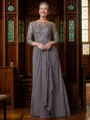 A-Line/Princess Scoop Floor-Length Chiffon Mother of the Bride Dresses With Lace
