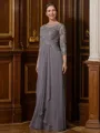 A-Line/Princess Scoop Floor-Length Chiffon Mother of the Bride Dresses With Lace