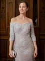 Sheath/Column Off-the-Shoulder Sweep Train Lace Applique Mother of the Bride Dresses