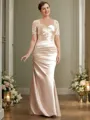 Sheath/Column Sweetheart Floor-Length Satin Mother of the Bride Dresses With Lace