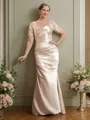 Sheath/Column Sweetheart Floor-Length Satin Mother of the Bride Dresses With Lace