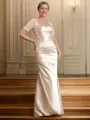 Sheath/Column Sweetheart Floor-Length Satin Mother of the Bride Dresses With Lace