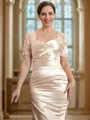 Sheath/Column Sweetheart Floor-Length Satin Mother of the Bride Dresses With Lace