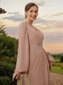 A-Line/Princess V-neck Floor-Length Chiffon Mother of the Bride Dresses With Applique