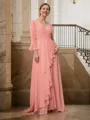 A-Line/Princess V-neck Sweep Train Chiffon Mother of the Bride Dresses With Ruffles